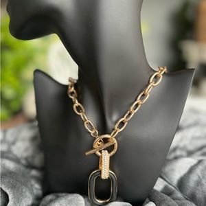 GOLD LINK CHAIN NECKLACE- CHAIN NECKLACE- GOLD AND BLACK NECKLACE